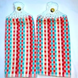 Hand Crafted Pioneer Woman Crochet Top Hanging Kitchen or Bathroom Hand Towels